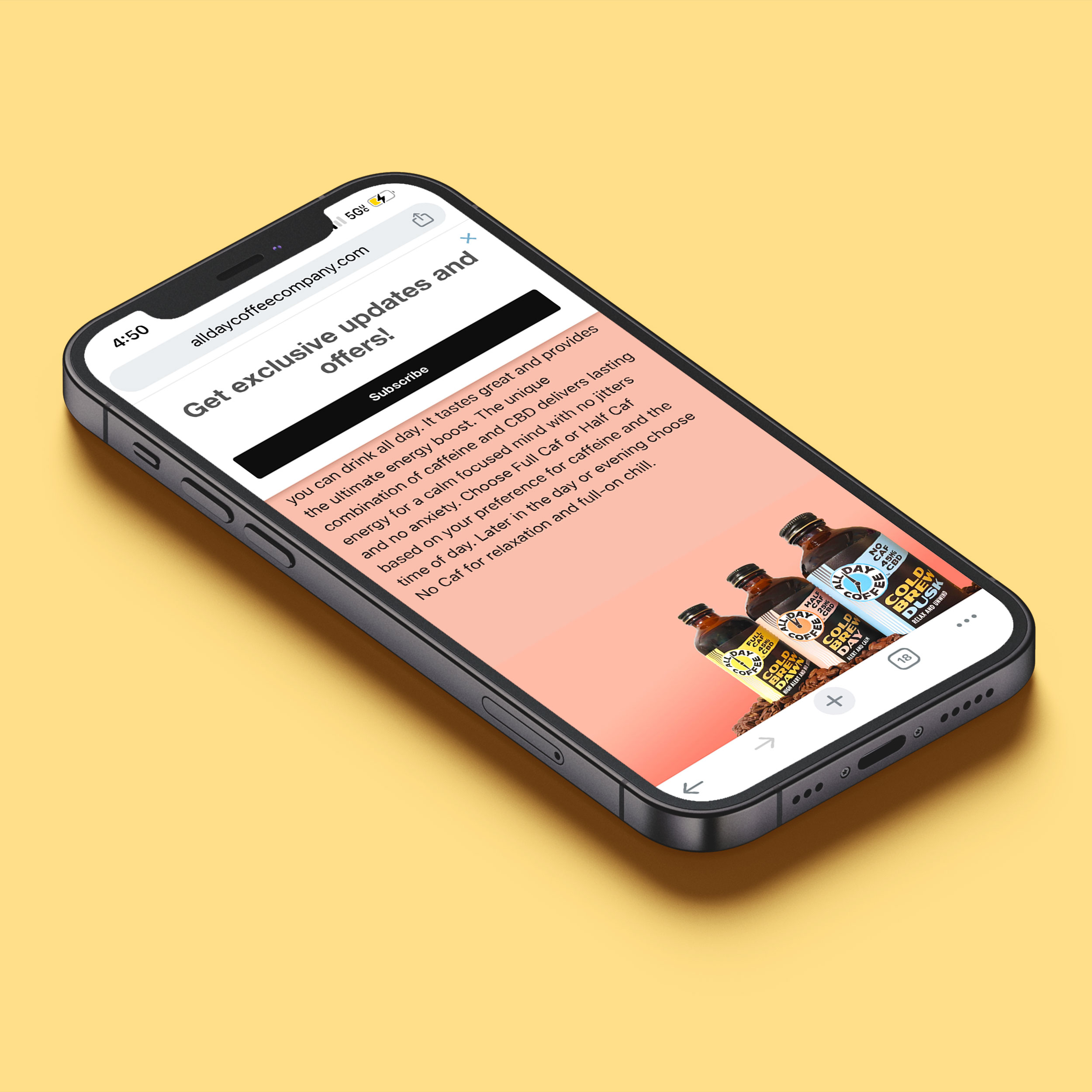 All Day Coffee mobile website design mockup