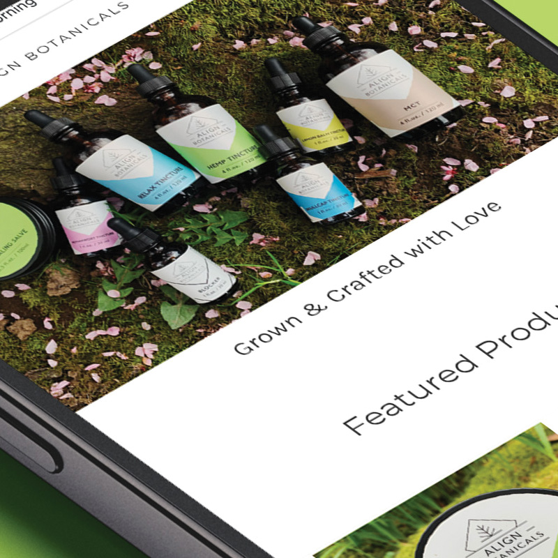 Align Botanicals mobile website digital mockup